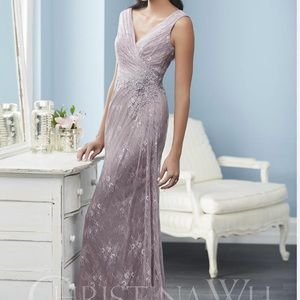 Christina Wu Lace Light Plum Mauve Special Occasion Formal Gown